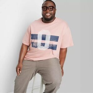 ☃️$5☃️ Original Use Adult Pink Football Jersey Style Graphic T-Shirt Medium Tall